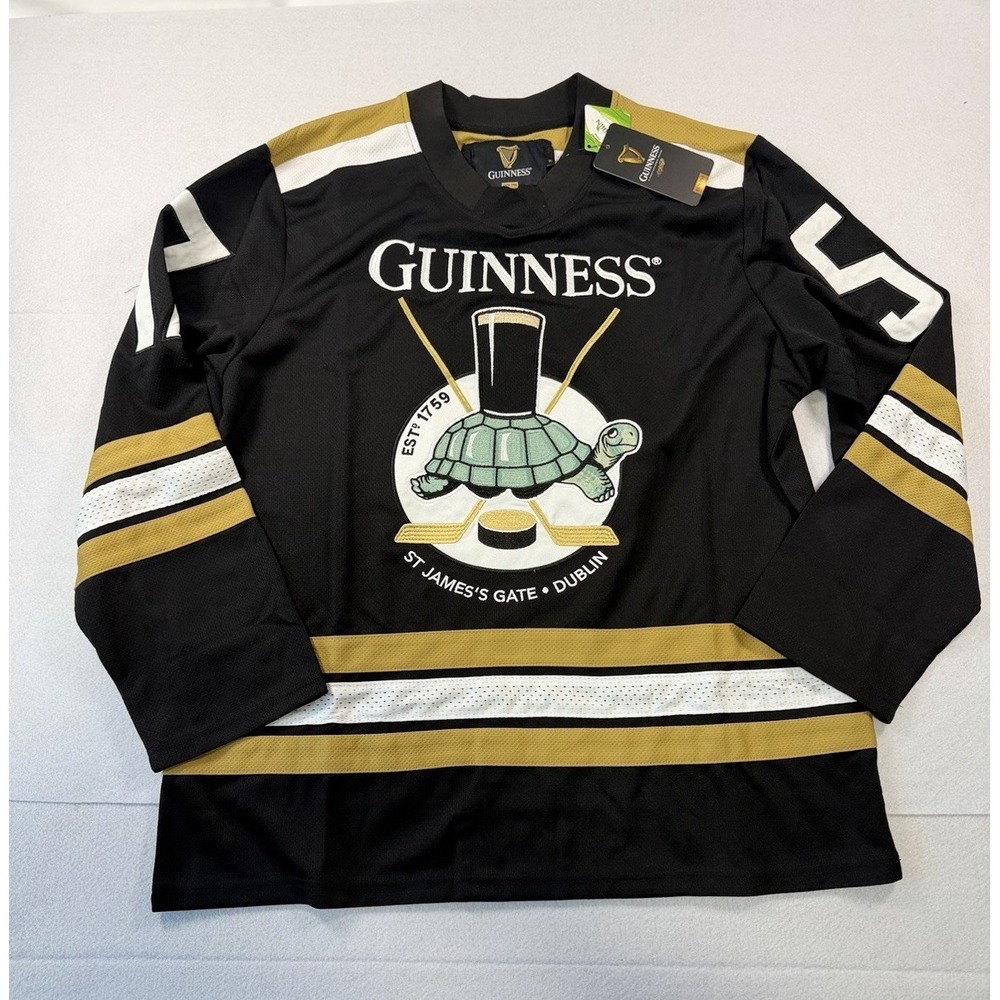 Guinness Black & Gold Adult  XL Hockey Jersey St James Gate Dublin Turtle